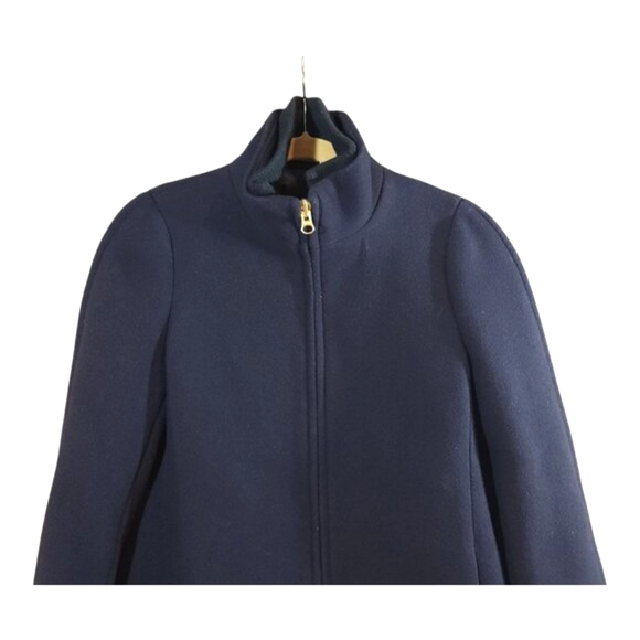 J. Crew Navy Blue Longline Lodge Coat in Italian Stadium Cloth Preppy Women's 2P - Picture 3 of 7